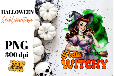 Retro Halloween sublimation design. Witch sublimation.