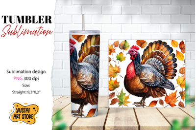 Fall tumbler wrap. Thanksgiving sublimation design. Turkey