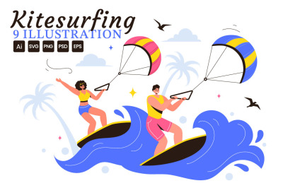 9 Kitesurfing Sport Illustration