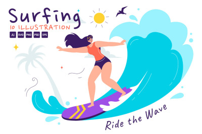 10 Summer Surfing Illustration