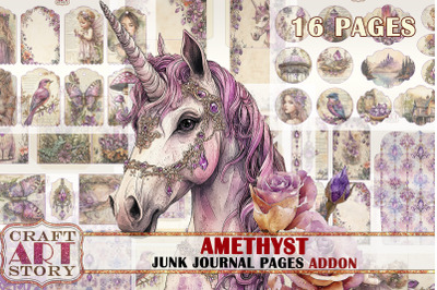 Amethyst fairy Junk Journal ADDON Pages,digital papers