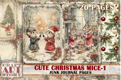 Cute Christmas mice-1 Junk Journal Kit,Printable mouse