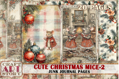 Cute Christmas mice-2 Junk Journal Kit,Printable mouse