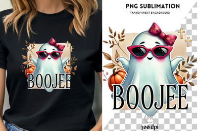 Cute Boo Jee Ghost PNG, Retro Halloween Design, Digital Download, Funn