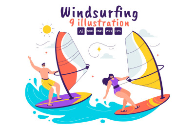 9 Windsurfing Sport Illustration