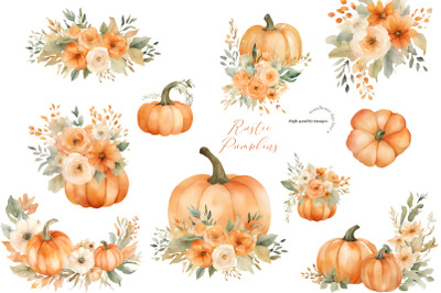 Arch Boho Orange Pumpkin Clipart