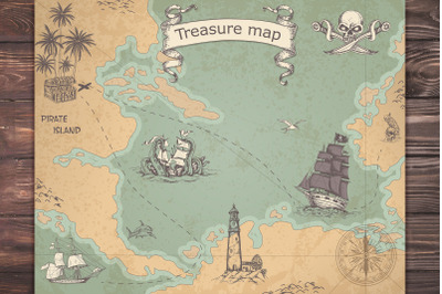 Ancient Pirate Treasure Map