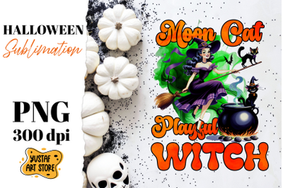 Retro Halloween sublimation design. Witch sublimation.