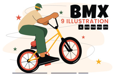 9 BMX Bicycle Sport Illustration