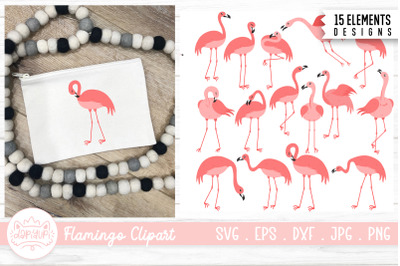 Pink Flamingo Clipart Bundle