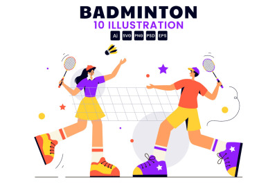 10 Badminton Player Illustration