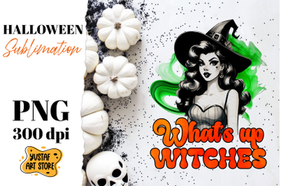 Retro Halloween sublimation design. Witch sublimation.