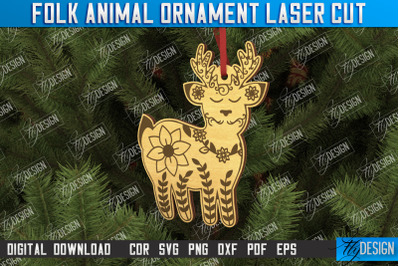 Folk Deer Ornament | Rustic Design | Nordic Ornament | CNC