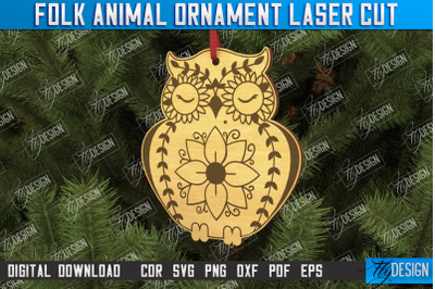 Folk Owl Ornament | Rustic Design | Nordic Ornament | CNC