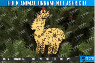 Folk Deer Ornament | Rustic Design | Nordic Ornament | CNC