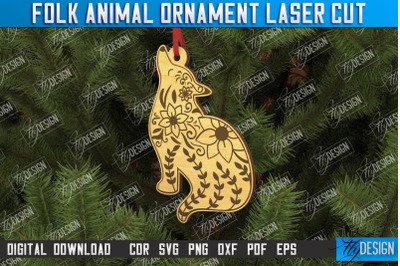 Folk Wolf Ornament | Rustic Design | Nordic Ornament | CNC