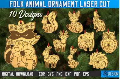 Folk Animals Ornament Bundle | Rustic Design | Nordic Ornament | CNC