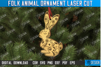 Folk Hare Ornament | Rustic Design | Nordic Ornament | CNC