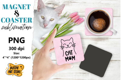 Cat magnet sublimation&2F;Cat coaster sublimation