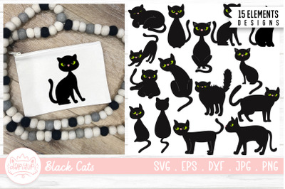 Halloween Black Cat Illustration Bundle