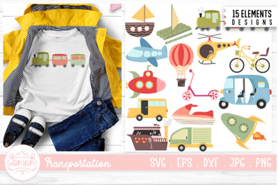 Cartoon Transportation Clipart Bundle