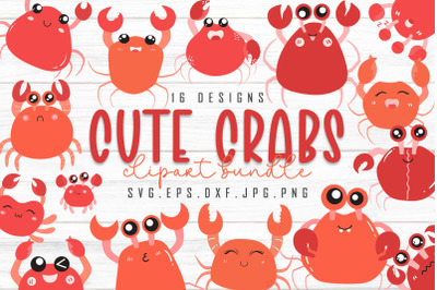 Cute Crabs Clipart Illustration | Funny Crabs SVG Bundle