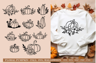 Floral Pumpkins SVG Bundle - Fall, Halloween svg - Pumpkin Cut Files