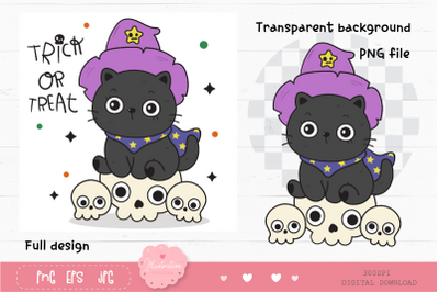 Halloween cat kawaii clipart trick or treat kitten cartoon