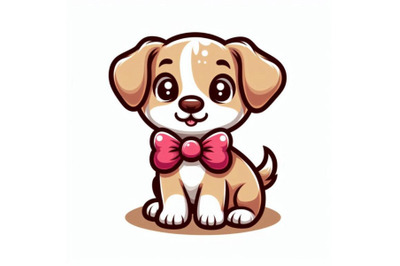 A cartoon puppy with a bowtie