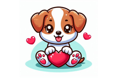 A cartoon puppy with a heart