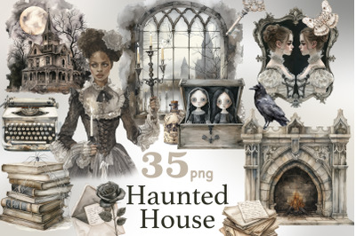 Haunted House Clipart Bundle | Gothic PNG Set