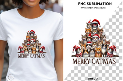 Merry Catmas Digital Print, Transparent Design for Sublimation and Car