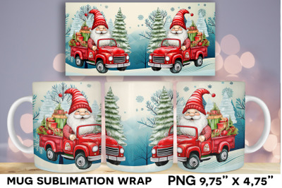 Christmas Gnome Mug Wrap Sublimation Design