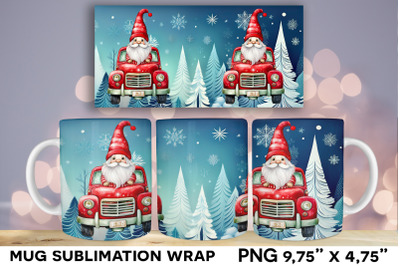 Gnome with Christmas Hat Mug Wrap Sublimation Design