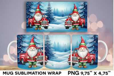 Gnome with Christmas Tree Wrap Sublimation Design