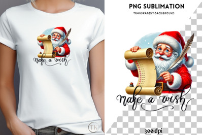 Make a Wish PNG, Merry Christmas Design, Sublimation, Transparent Tshi