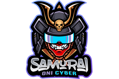 Samurai oni cyber mascot logo design