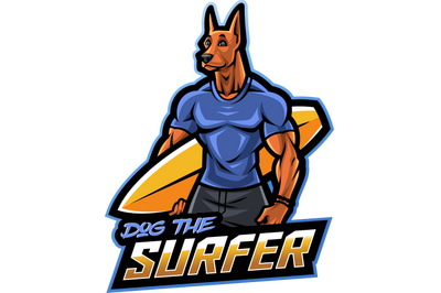 Dog the surfer esport mascot logo design