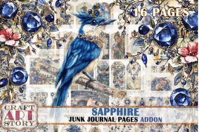 Romantic Sapphire Junk Journal Pages ADDON,fairy Sapphire