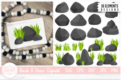 Rocks And Green Grass Clipart Bundle