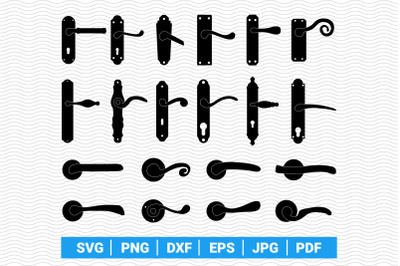 SVG Doorknobs, Black Silhouettes, Digital clipart