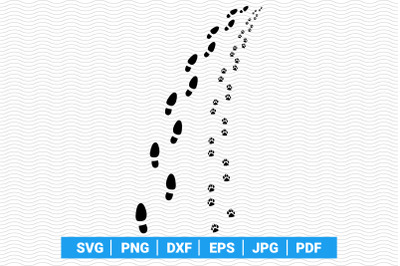 SVG Footprints Man and Dog, Digital clipart