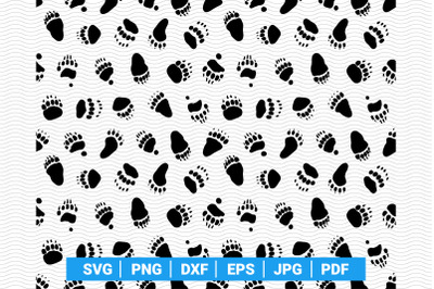 SVG Bears Footprints, Seamless Pattern digital clipart