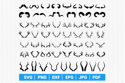 SVG Animals Horns&2C; Black Silhouettes&2C; digital clipart