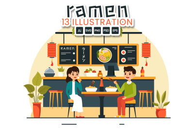 13 Ramen Japanese Food Illustration