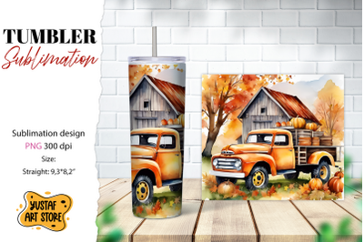 Fall tumbler wrap. Fall truck sublimation.