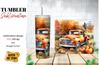 Fall tumbler wrap. Fall truck sublimation.