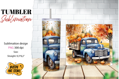 Fall tumbler wrap. Fall truck sublimation.