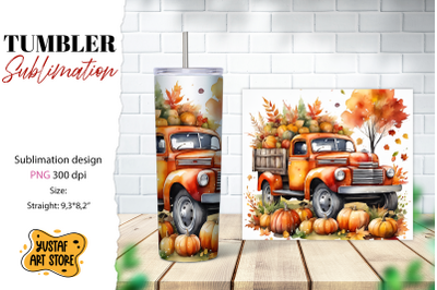 Fall tumbler wrap. Fall truck sublimation.