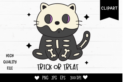 Halloween cat trick or treat kawaii clipart sublimation